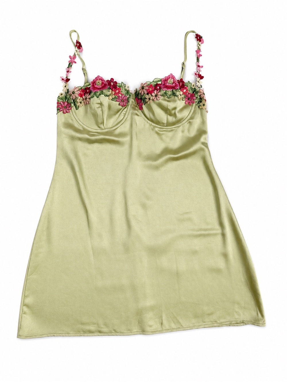 Princess Polly Kenzie Slip Mini Dress Green Floral Lace NWT Size 12 Fairycore - Picture 2 of 7